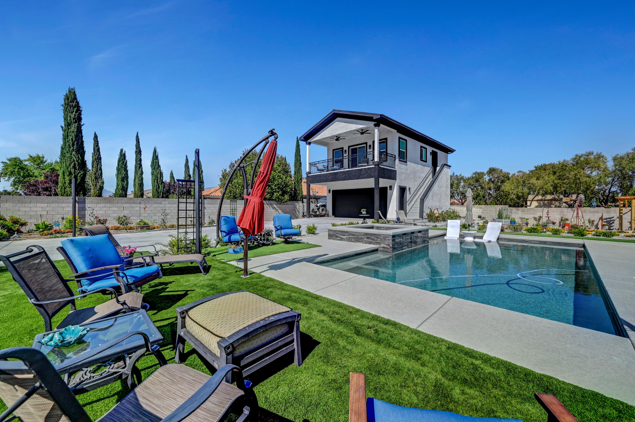 Renovated backyard pool and casita