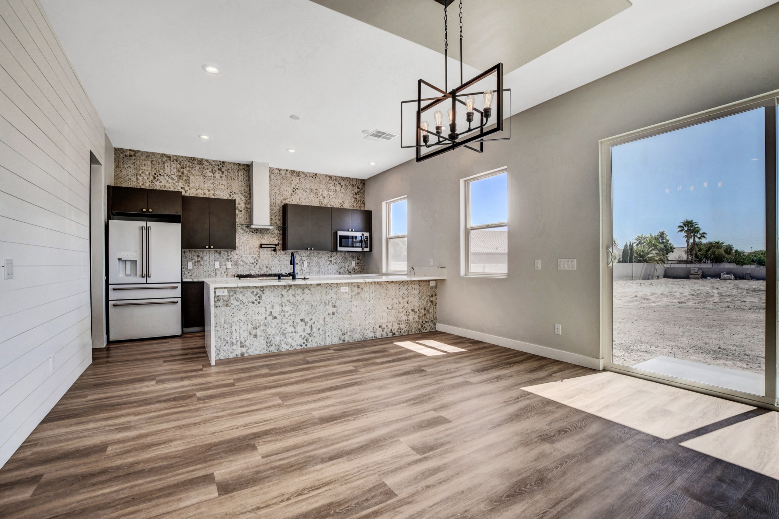 Kitchen renovation with statement lighting